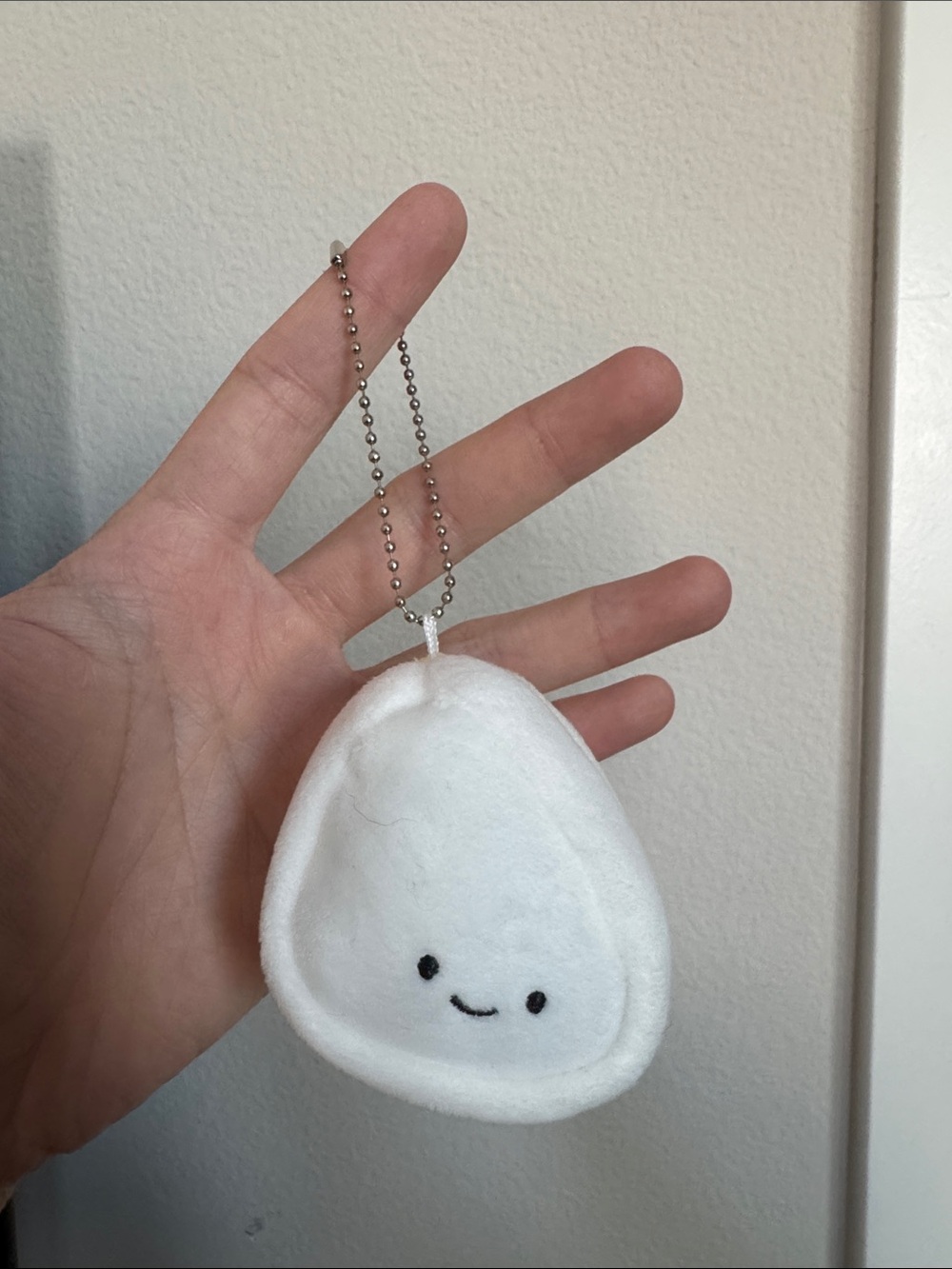 Japan Kawaii White Plush Keychain Charm with Smiling Face